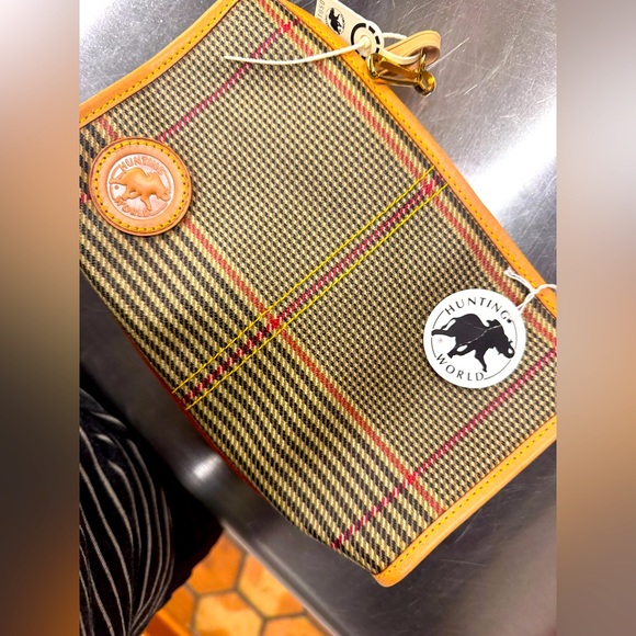 Hunting World never used with tags Scottish plaid leather clutch bag. - Picture 1 of 11